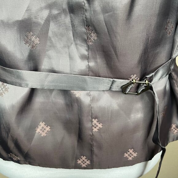 Men's Pinstripe Wool Vest 40L Dark Gray Charcoal Suit Waistcoat Event Occasion - Picture 5 of 10